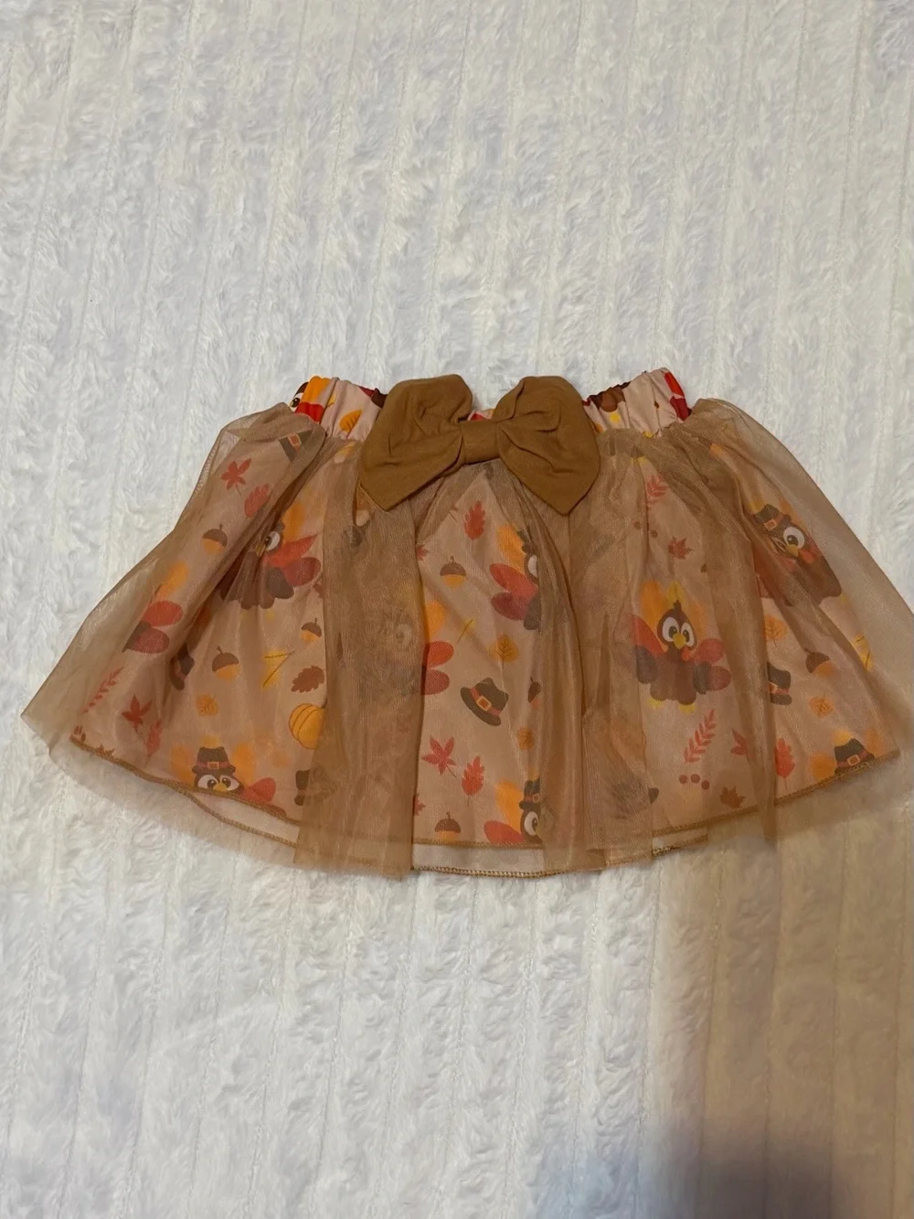 Toddler Brown Thanksgiving Turkey Tutu Dress with Headband